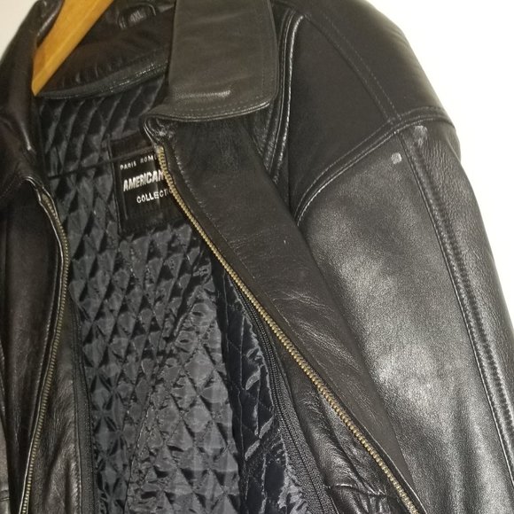 Genuine Leather Jacket Lined vtg American Born Black Leather Coat with Lining - Picture 11 of 16